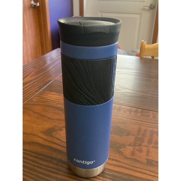 2019 Travel Mug Contigo Blue Stainless Steel SnapSeal Coffee Cup - Picture 2 of 9